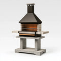 Barbecue de jardin 120 x 70 x 230 cm en béton et acier noir gris avec cheminée