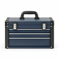 Coffre à outils 45 x 22 x 32 cm en métal bleu avec 3 tiroirs portable
