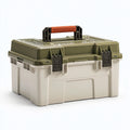 Coffre de rangement 60 x 40 x 32 cm en plastique vert kaki et beige avec poignée pliable