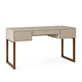 Bureau 140 x 60 cm beige et marron en bois avec 3 tiroirs style contemporain
