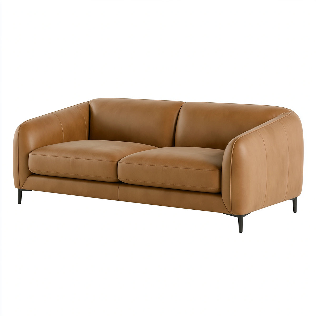 Canapé 2 places 180 x 90 x 82 cm en similicuir camel - style contemporain