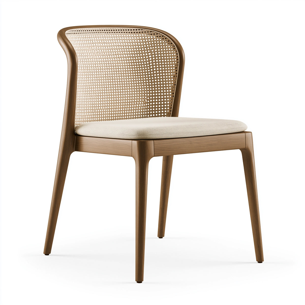 Chaise de salle à manger 50 x 57 x 82 cm bois brun cannage naturel assise rembourrée style contemporain