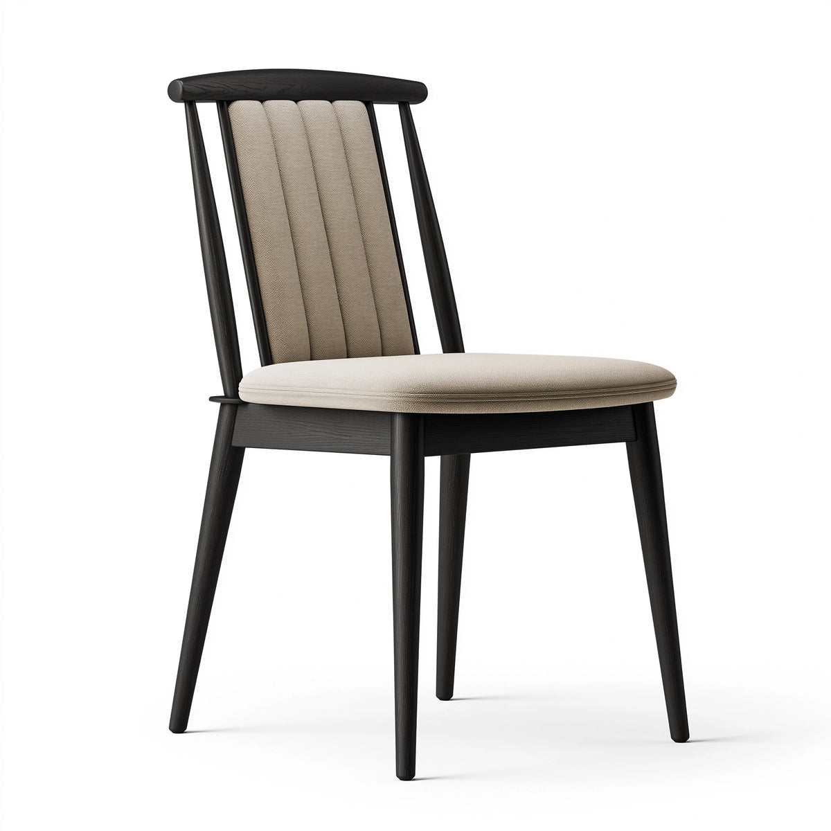Chaise de salle à manger 50 x 55 x 82 cm en bois noir et tissu beige style contemporain