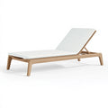 Transat 200 x 70 cm en bois naturel et textile blanc - dossier inclinable pour extérieur