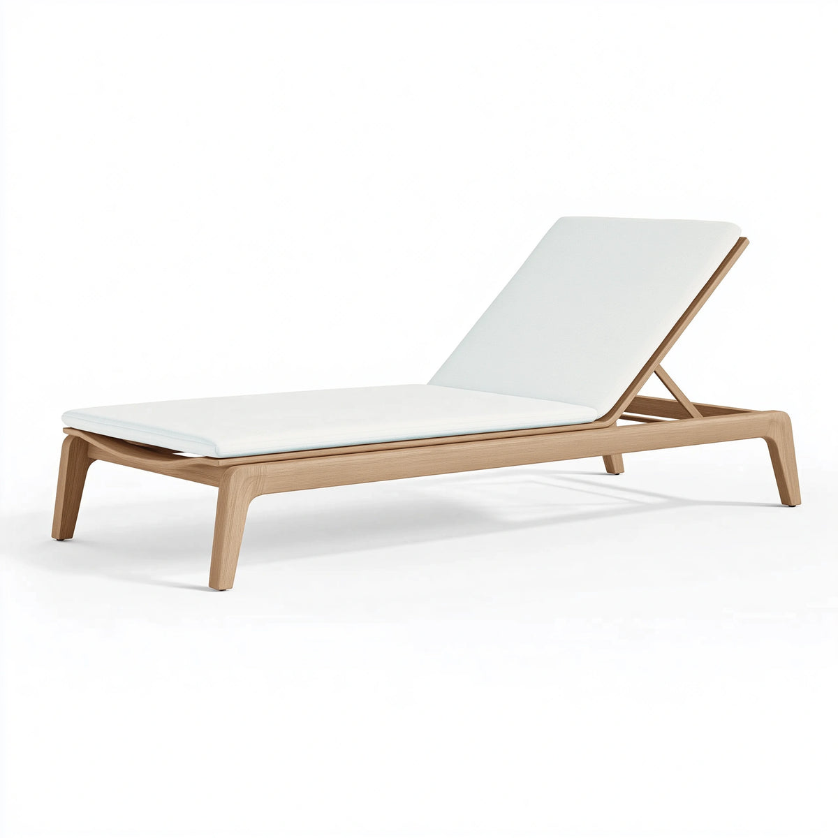 Transat 200 x 70 cm en bois naturel et textile blanc - dossier inclinable pour extérieur