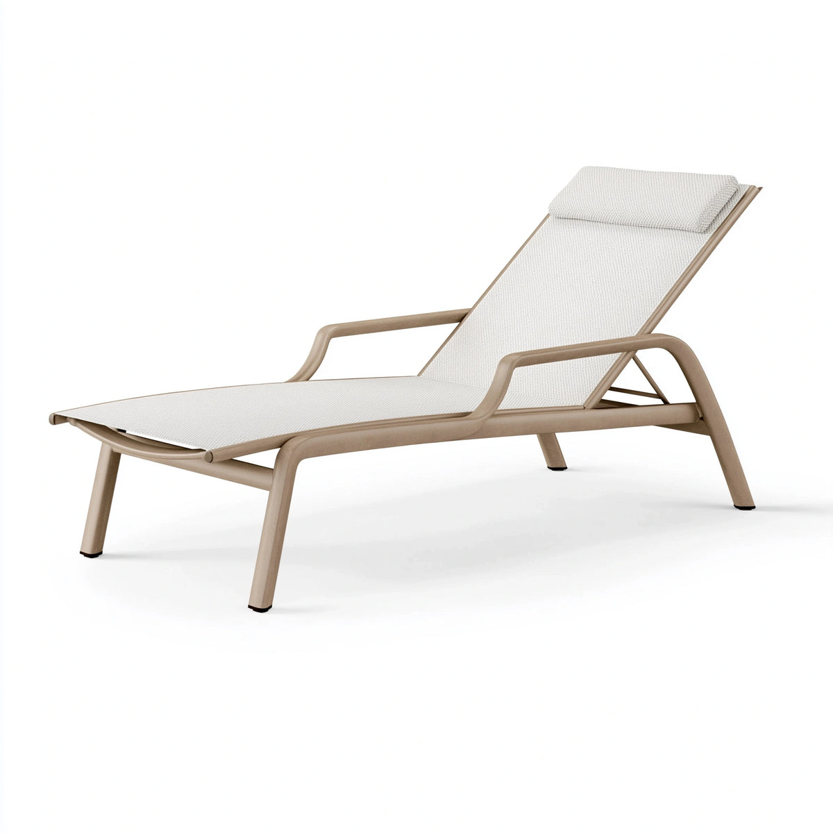 Chaise longue de jardin 195 x 68 x 92 cm en aluminium beige avec dossier inclinable