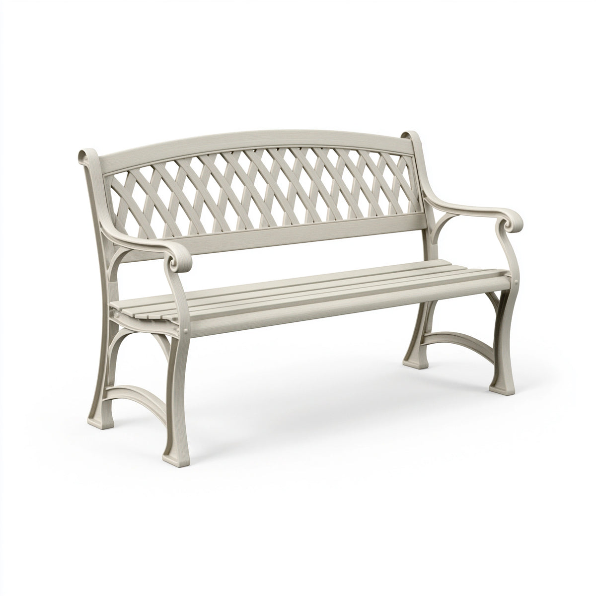 Banc de jardin 122 x 60 x 87 cm en aluminium beige à dossier ajouré classique
