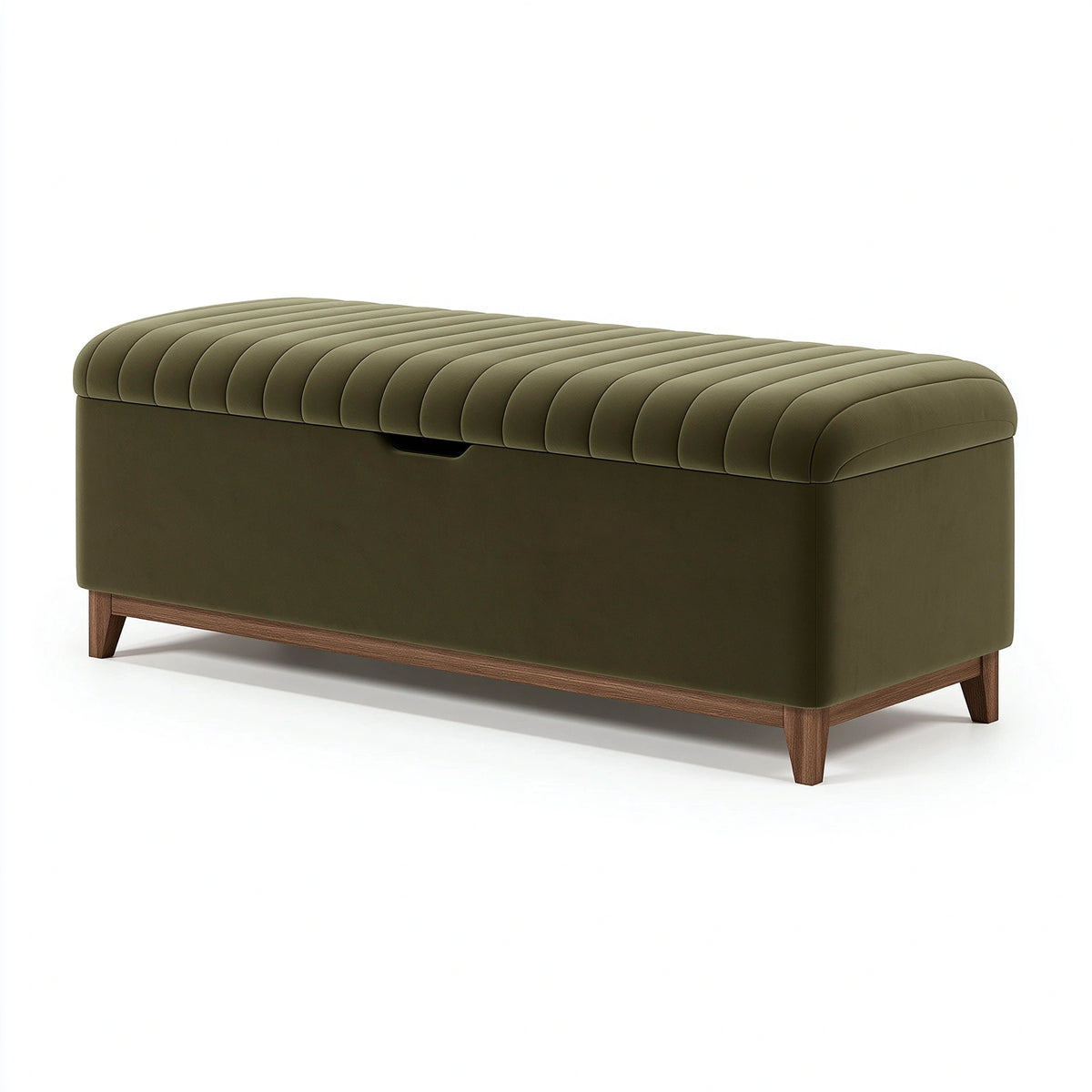Banquette coffre de rangement 120 x 45 x 48 cm tissu vert olive style contemporain